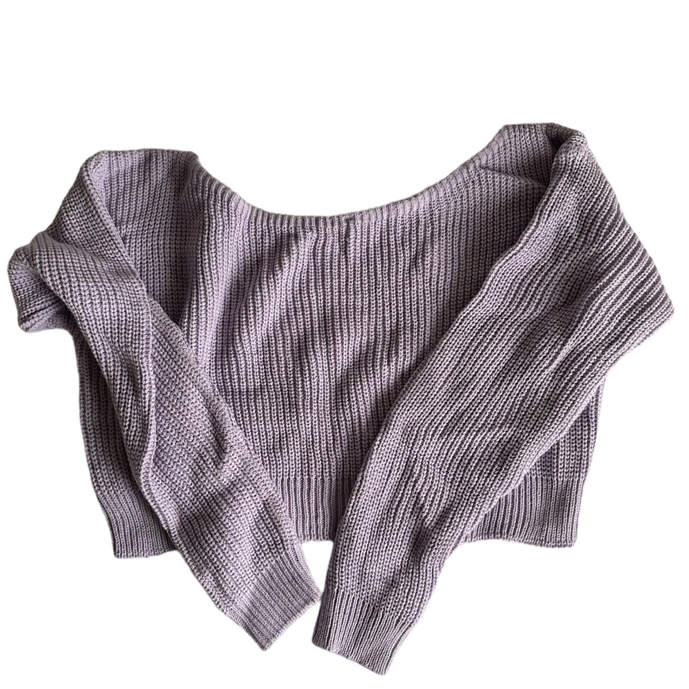 Chunky Off the Shoulder Lilac Sweater